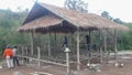 Worker Helping to build a wooden hut for shelter, Ã¢â¬Å½July Ã¢â¬Å½4, Ã¢â¬Å½2018